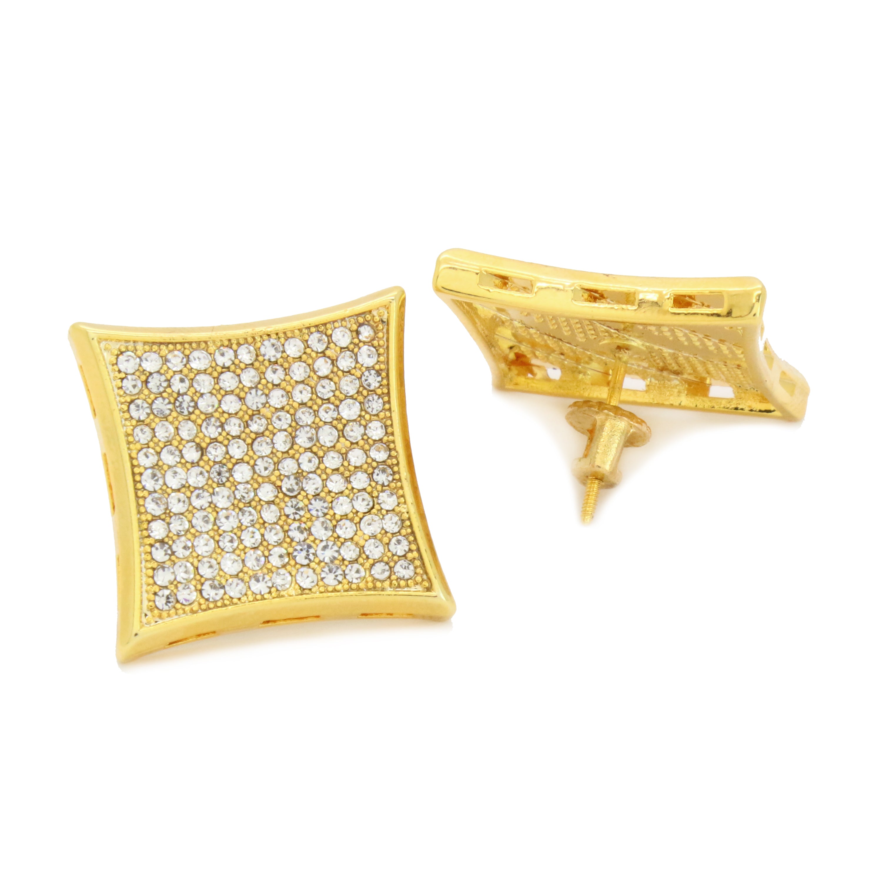 Screw Back Gold Cz 11 Row Kite