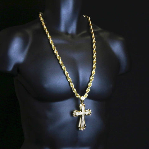 Gold Hollow Cross NECKLACE