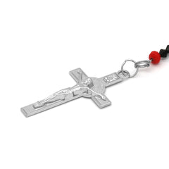 Lupe Epoxy Red Black Crystal Rosary With Cross Pendant