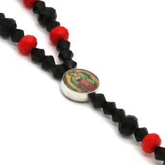 Lupe Epoxy Red Black Crystal Rosary With Cross Pendant