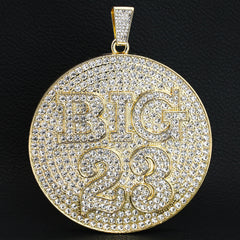 XXL 14K Big 23 Medallion Pendant 14mm Flat Cuban Chain