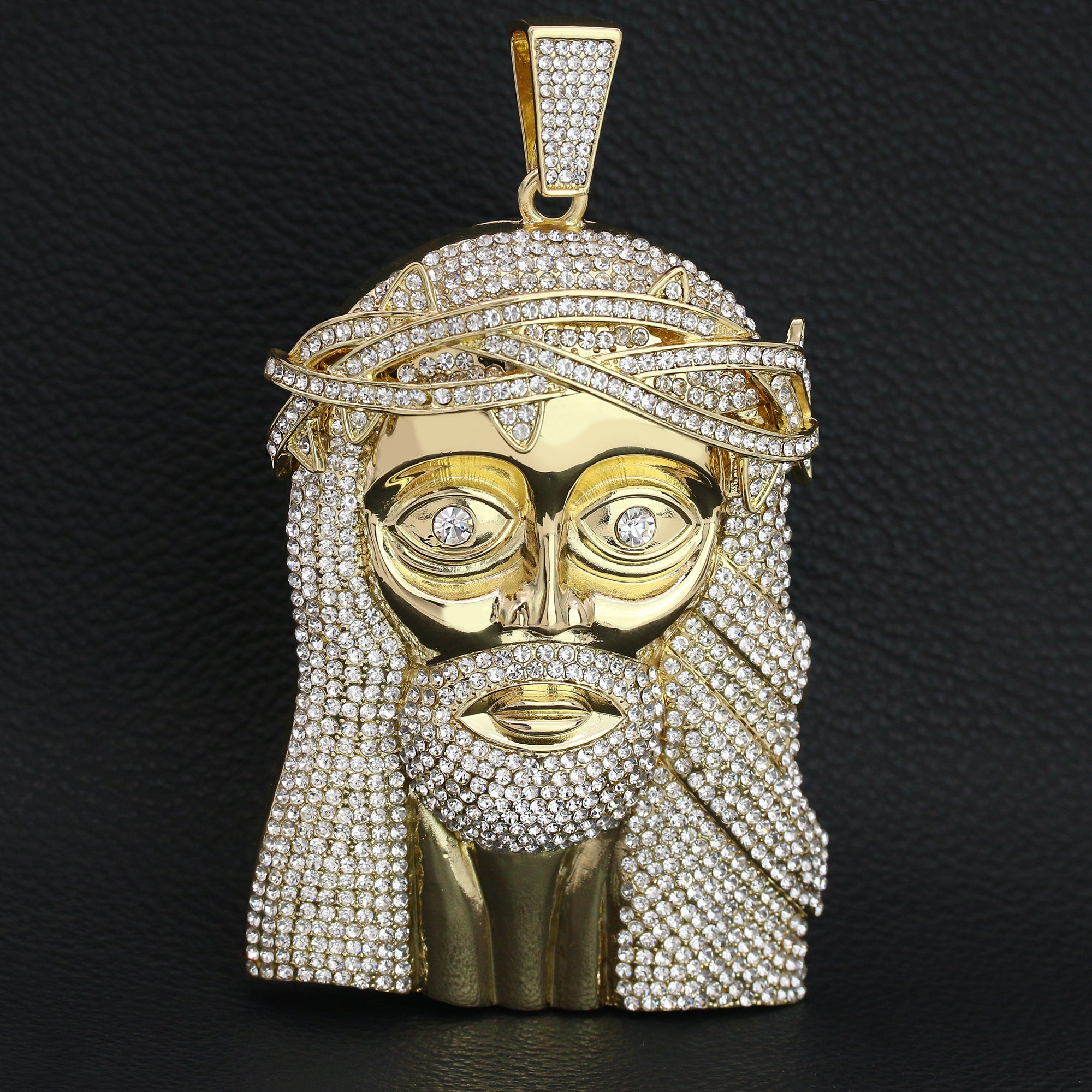 XL Thorn Crown Jesus Pendant & 14mm Flat Cuban Chain – 4" Hip Hop Shine
