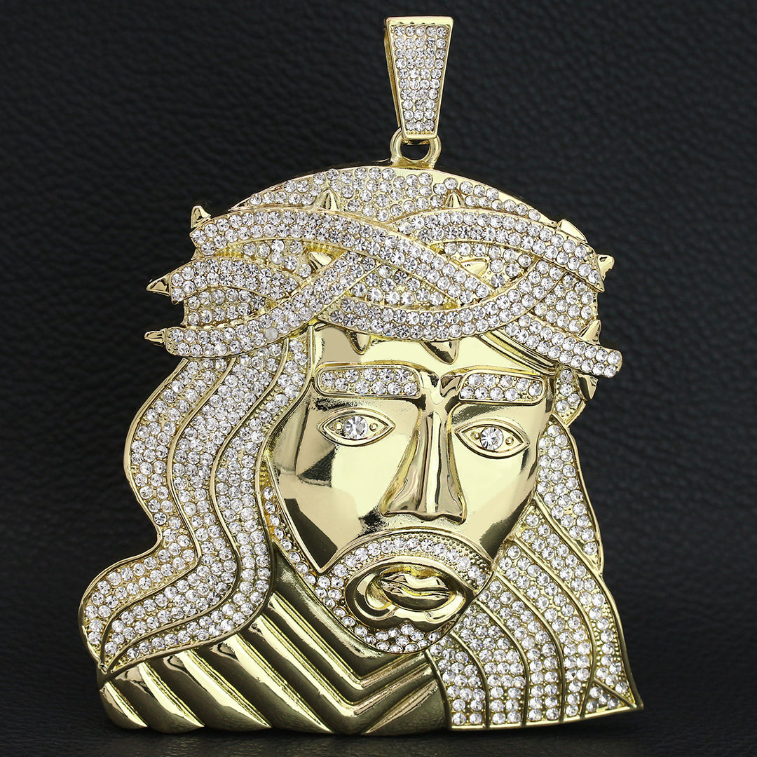 XXL Wide Jesus Face Pendant & 16mm Fully Iced Cuban Chain –18"-30"