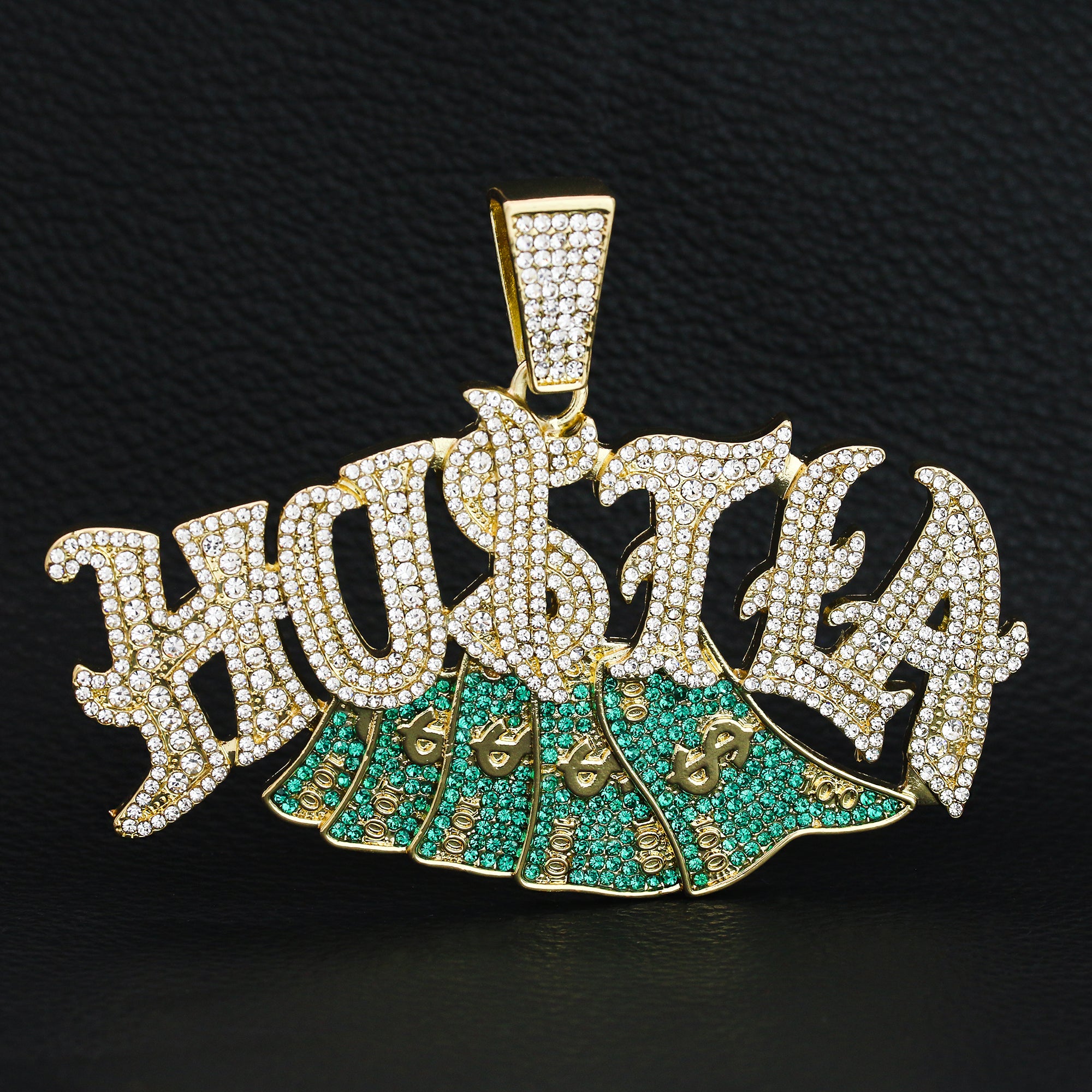 XXL 14k Hustla Huge Pendant 14mm Cuban Chain