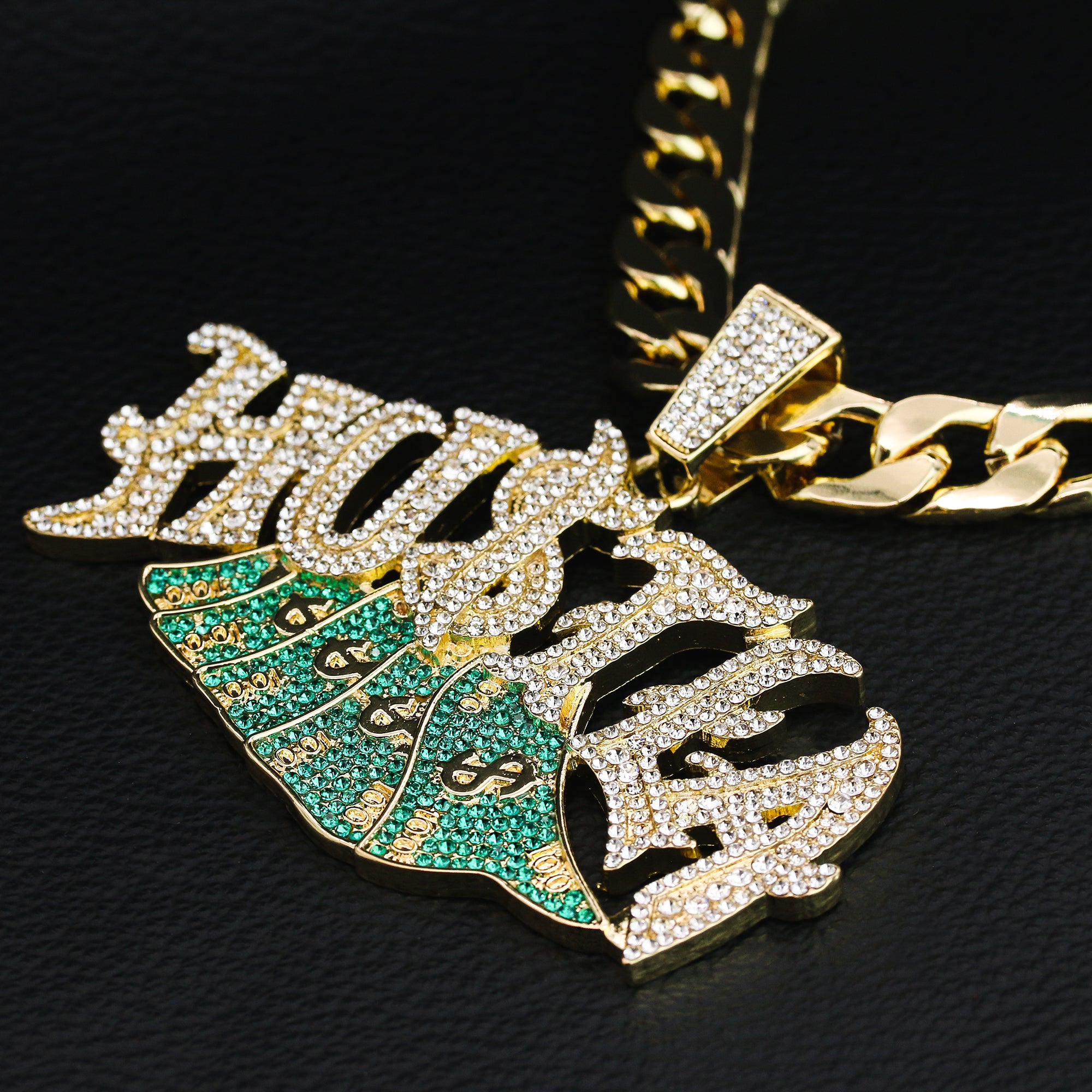 XXL 14k Hustla Huge Pendant 14mm Cuban Chain