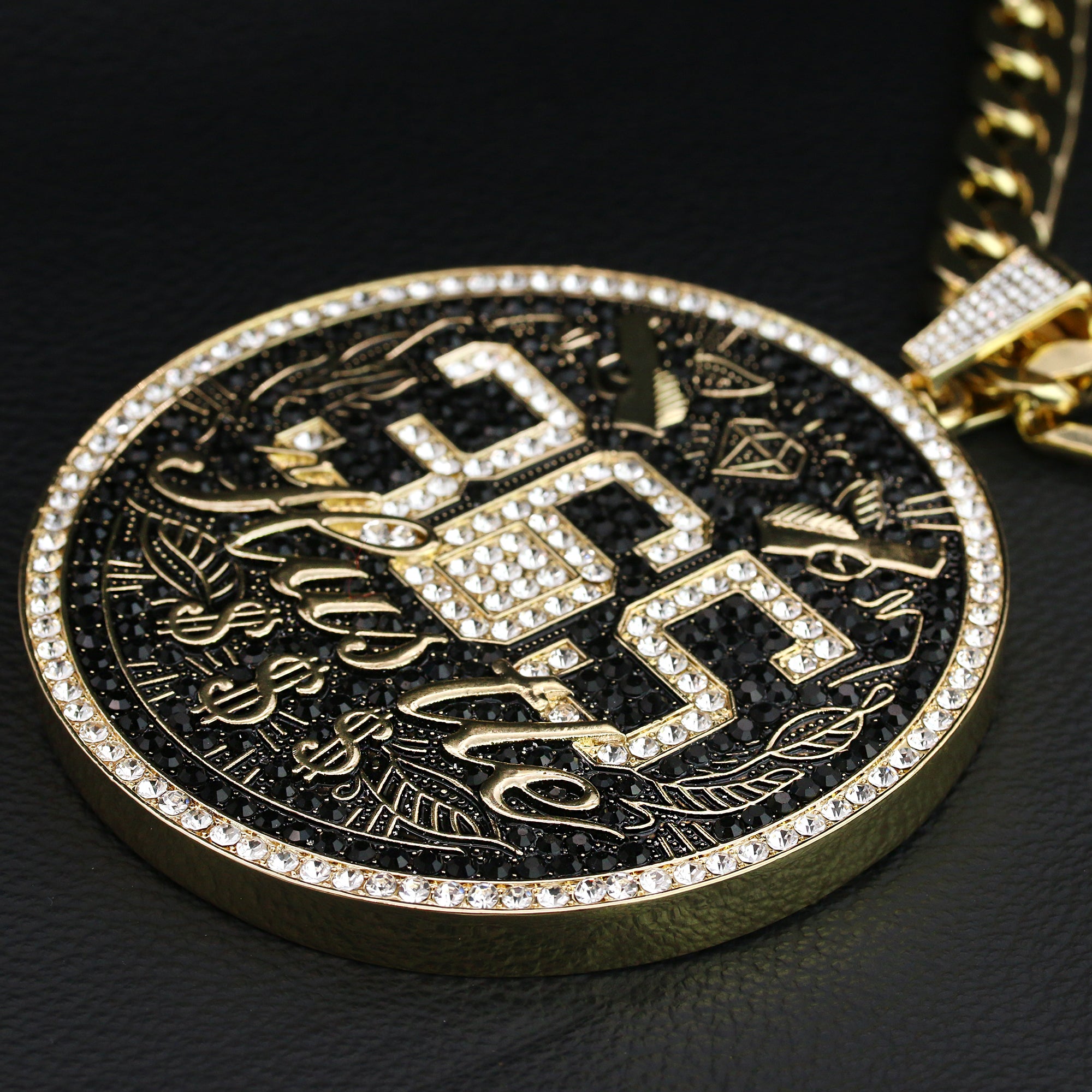XXL 14k 365 Medallion Hustle Pendant 14mm Cuban Chain