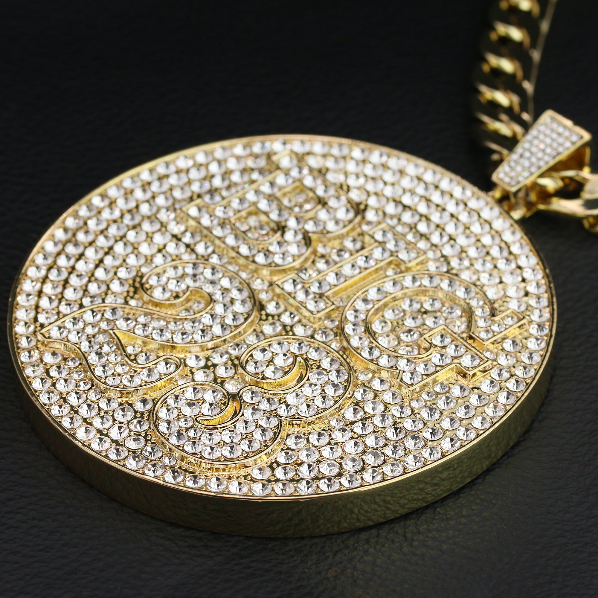 XXL 14K Big 23 Medallion Pendant 14mm Flat Cuban Chain