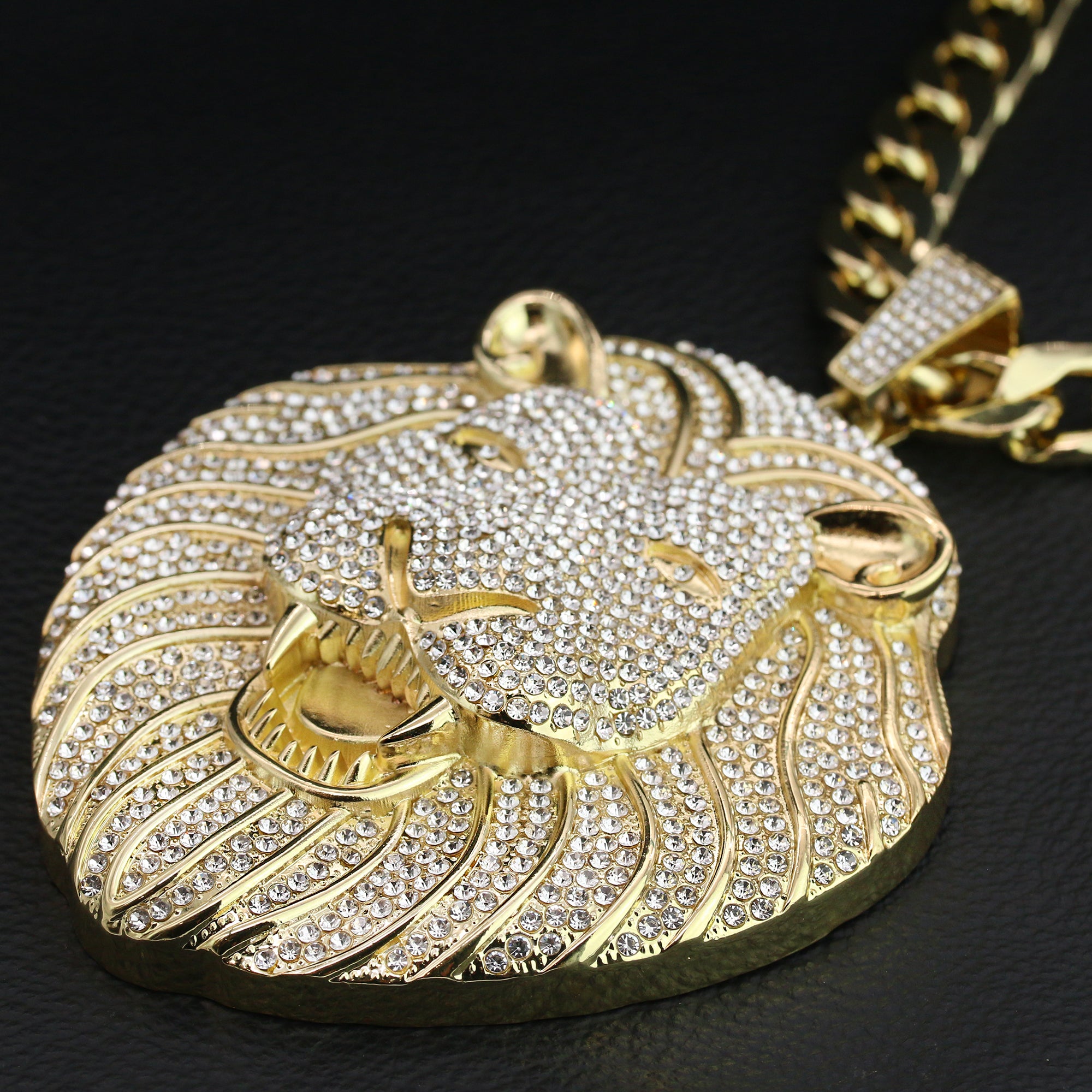 XXL Huge Lion King Face Iced Pendant 14mm Cuban Chain