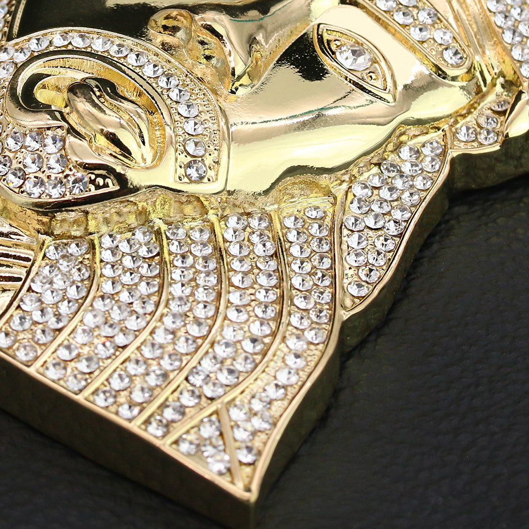 XXL Wide Jesus Face Pendant & 16mm Fully Iced Cuban Chain –18"-30"