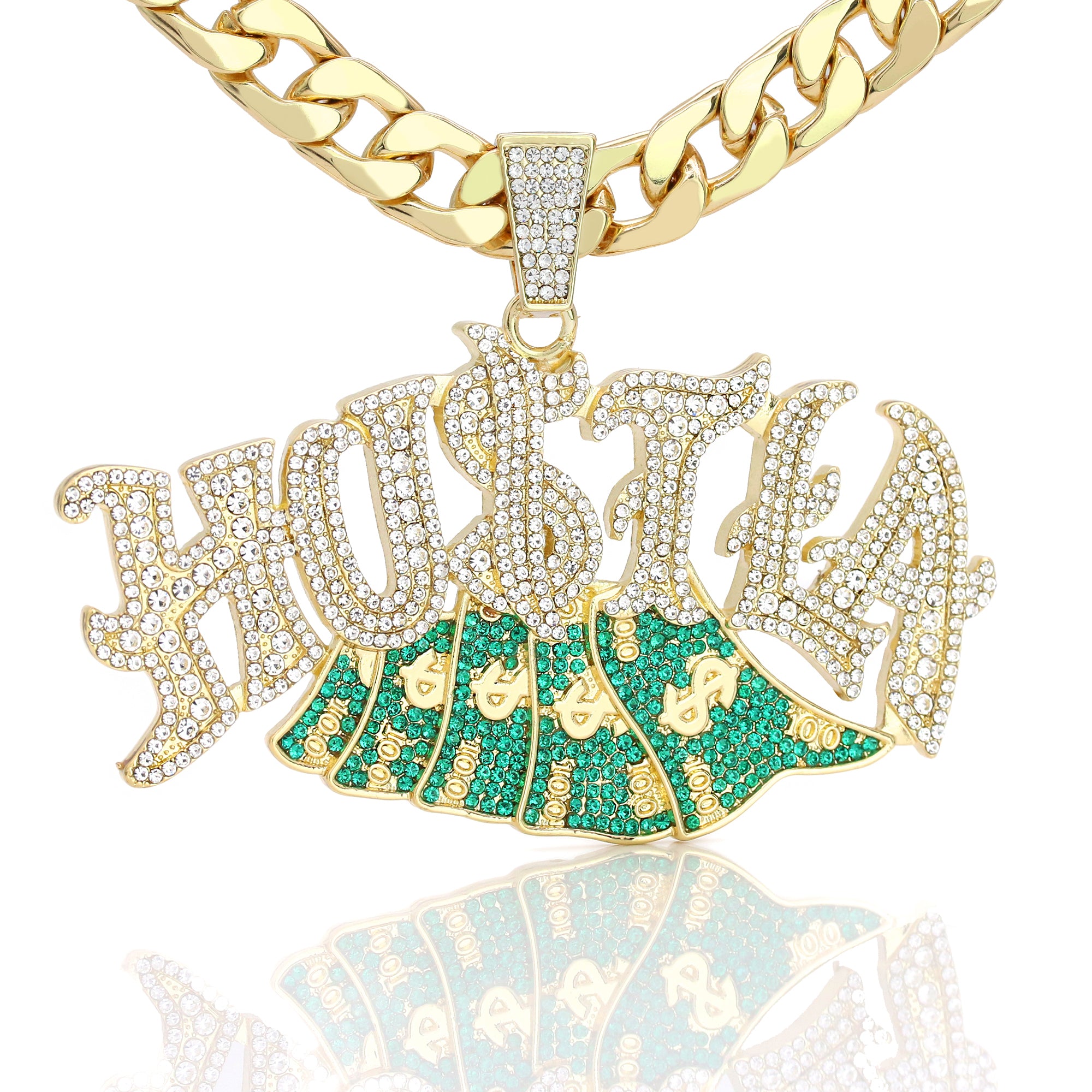 XXL 14k Hustla Huge Pendant 14mm Cuban Chain