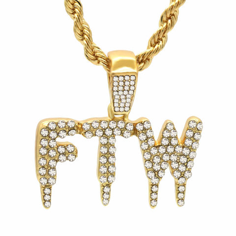 DRIP FTW PENDANT WITH GOLD ROPE CHAIN