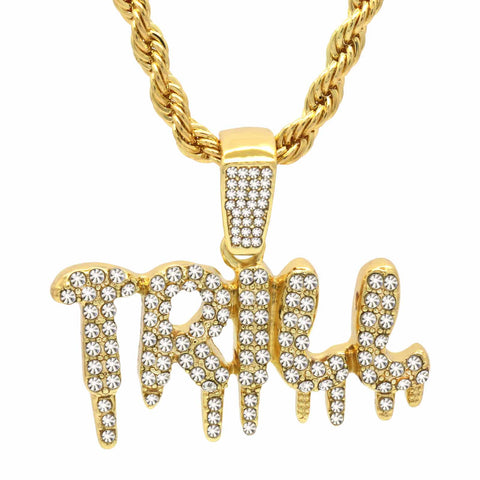 DRIP TRILL PENDANT WITH GOLD ROPE CHAIN