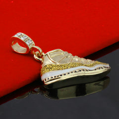 11 Retro "Championship" Shoe 14k Gold Pendant 20" Inch 4mm Rope Choker Chain
