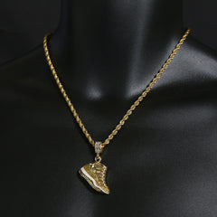 11 Retro "Championship" Shoe 14k Gold Pendant 20" Inch 4mm Rope Choker Chain