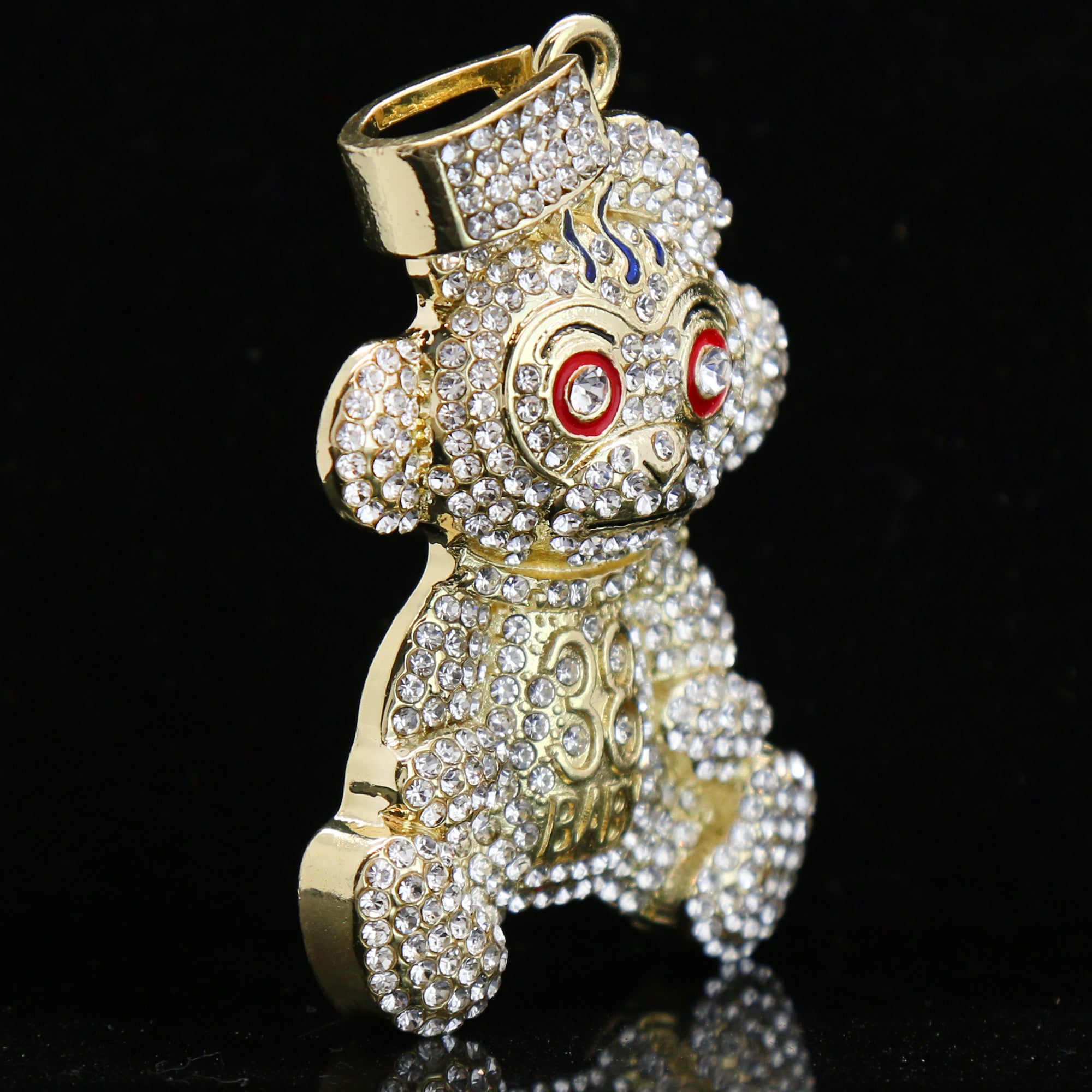 Baby 38 Iced out Pendant Gold Plated Rope Chain 4mm 24"