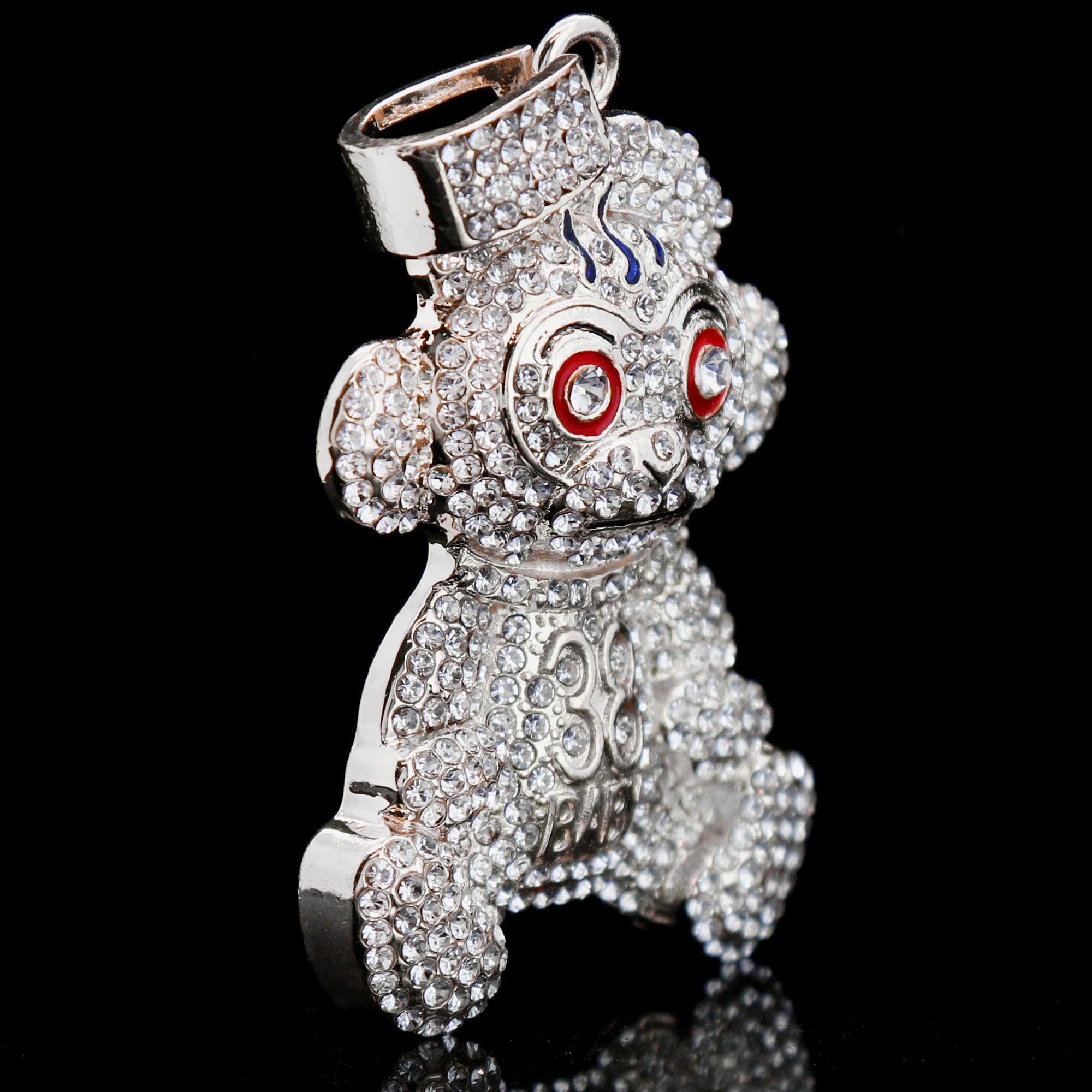 Baby 38 Iced out Pendant Silver Plated Rope Chain 4mm 24"