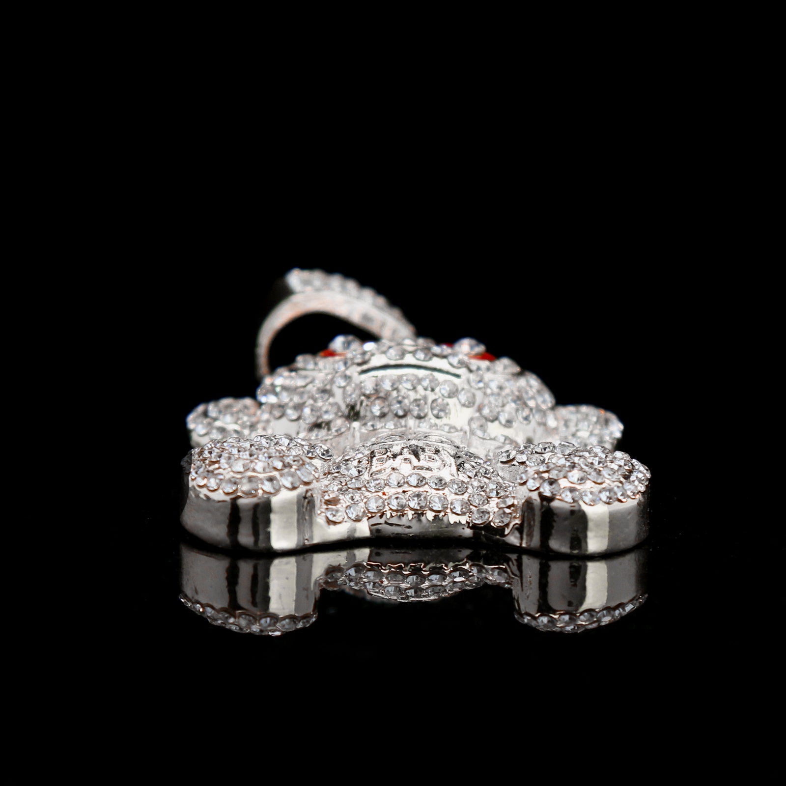 Baby 38 Iced out Pendant Silver Plated Rope Chain 4mm 24"