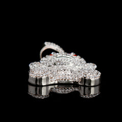 Baby 38 Iced out Pendant Silver Plated Rope Chain 4mm 24"