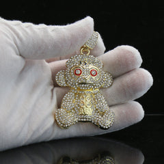 Baby 38 Iced out Pendant Gold Plated Rope Chain 4mm 24"