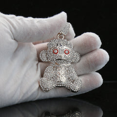 Baby 38 Iced out Pendant Silver Plated Rope Chain 4mm 24"