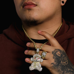 Baby 38 Iced out Pendant Gold Plated Rope Chain 4mm 24"