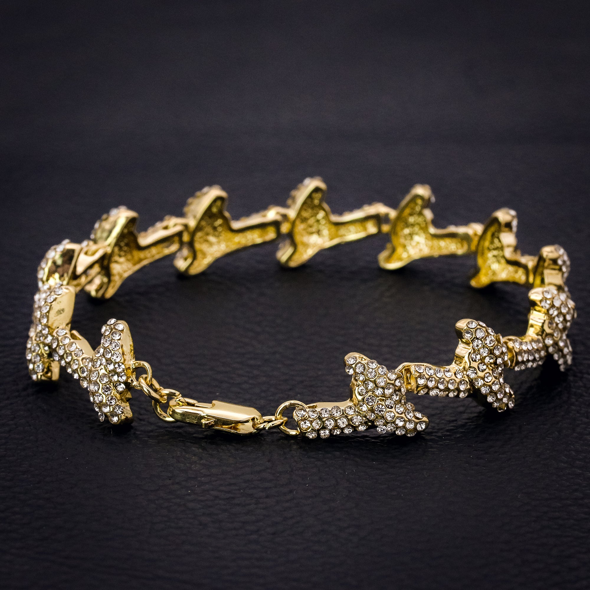 Barbed Wire Bracelet Spiky Iced 14k Gold Plated 15 mm 9"