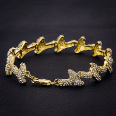Barbed Wire Bracelet Spiky Iced 14k Gold Plated 15 mm 9"