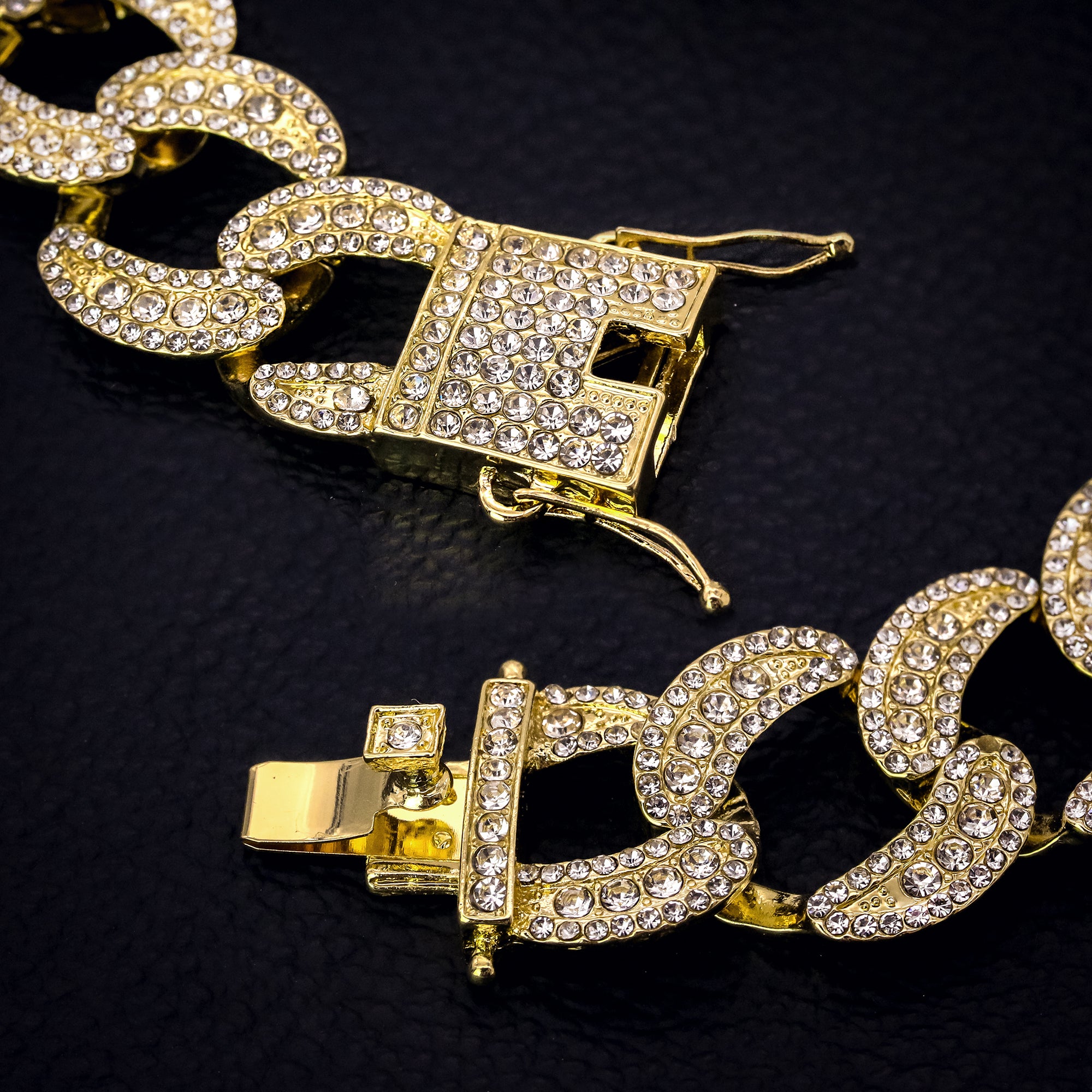 Chunky Cuban Bracelet Link Fully Iced 14k Gold Plated 9" 25mm