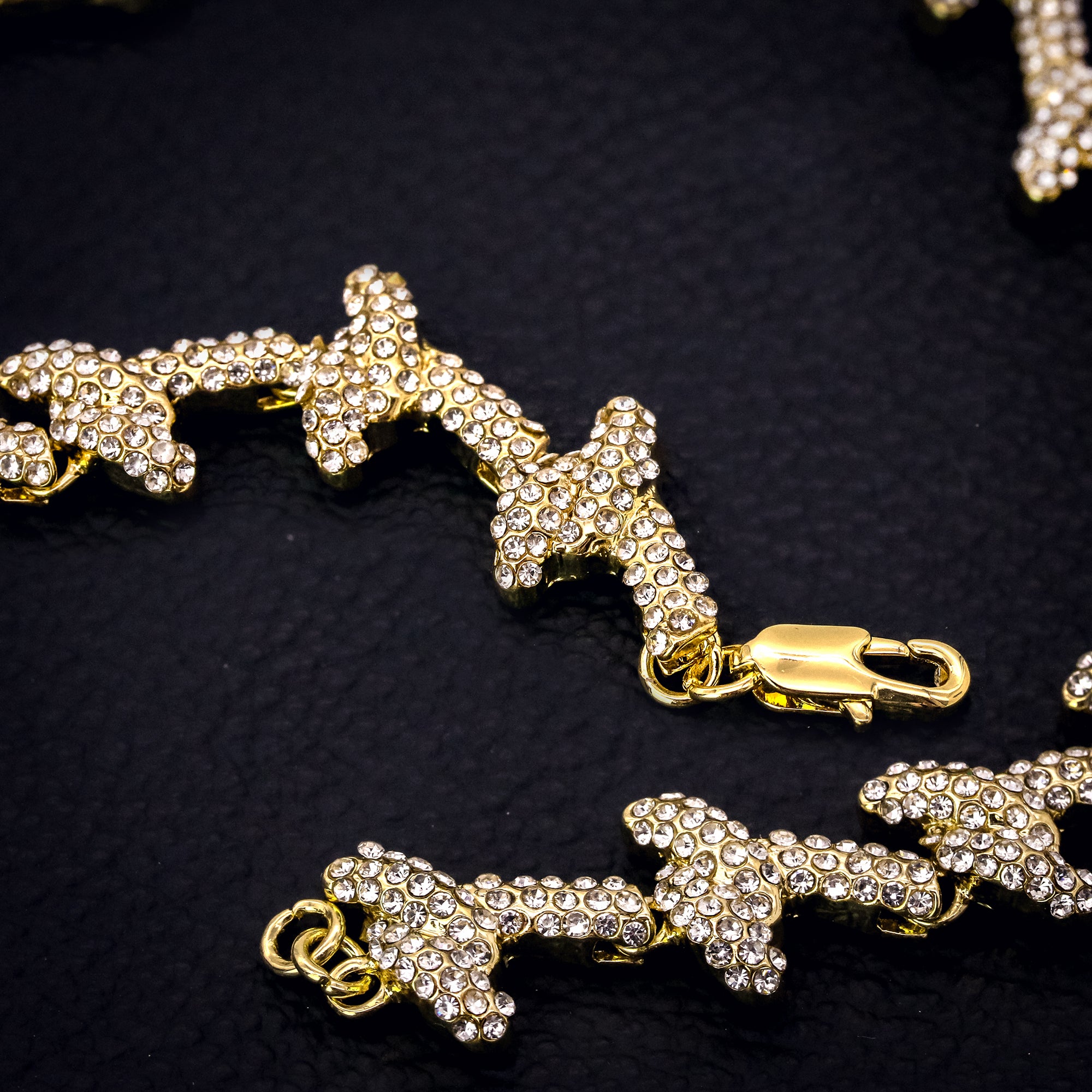 Barbed Wire Bracelet Spiky Iced 14k Gold Plated 15 mm 9"