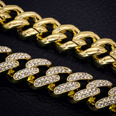 Thick Cuban Bracelet Link Fully Iced 14k Gold Plated 9"