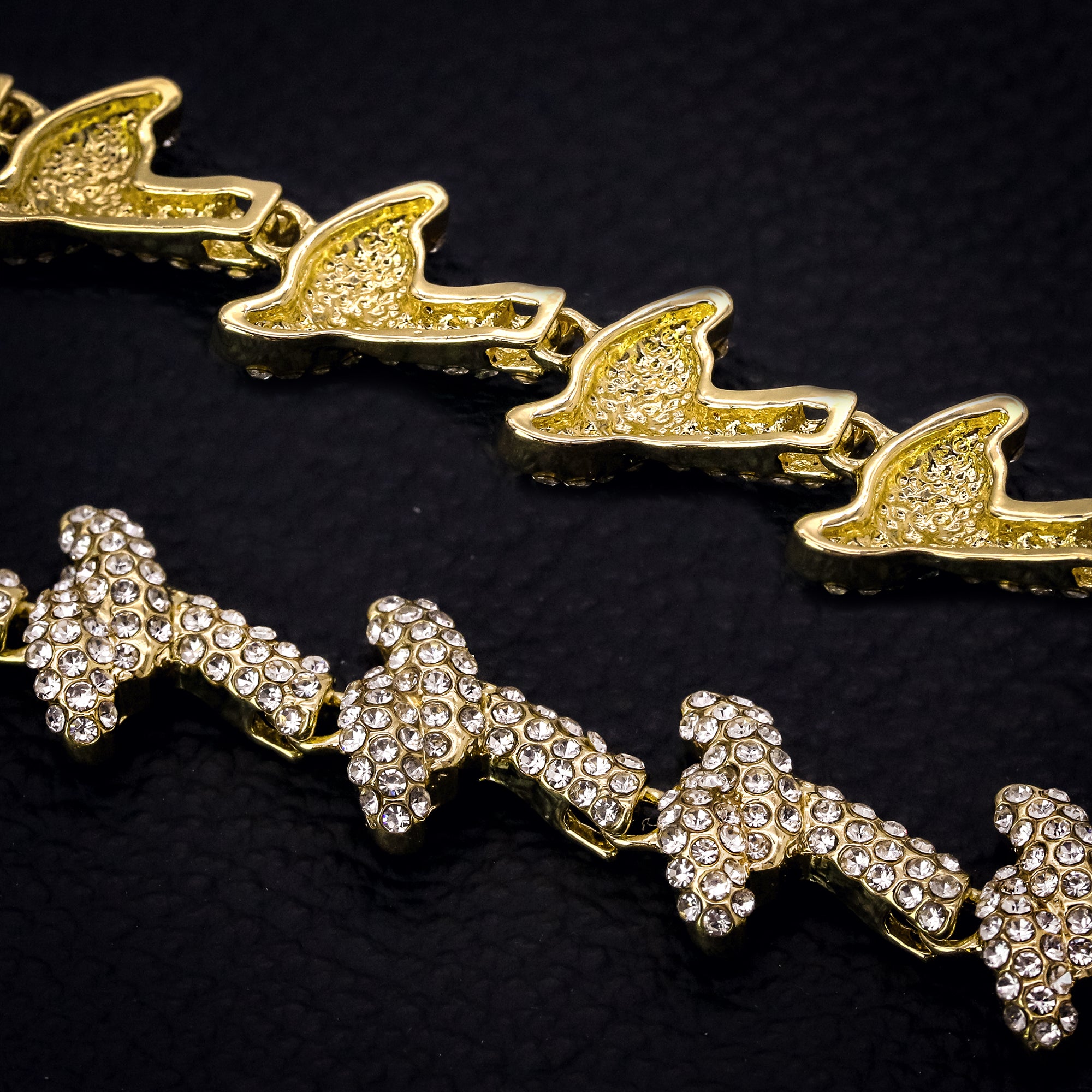 Barbed Wire Bracelet Spiky Iced 14k Gold Plated 15 mm 9"
