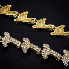 Barbed Wire Bracelet Spiky Iced 14k Gold Plated 15 mm 9"
