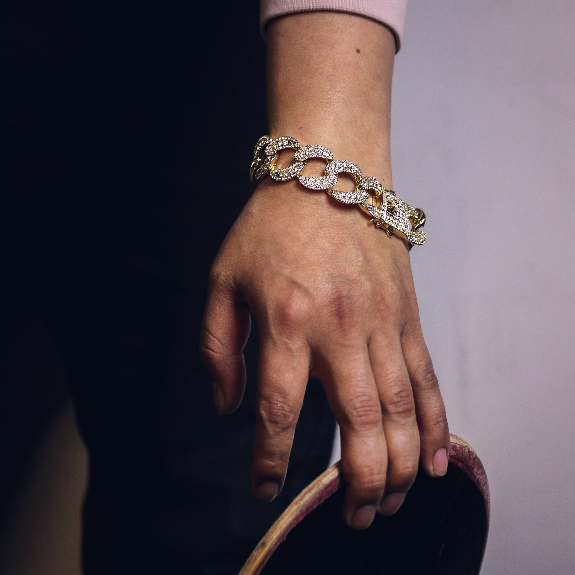 Chunky Cuban Bracelet Link Fully Iced 14k Gold Plated 9" 25mm