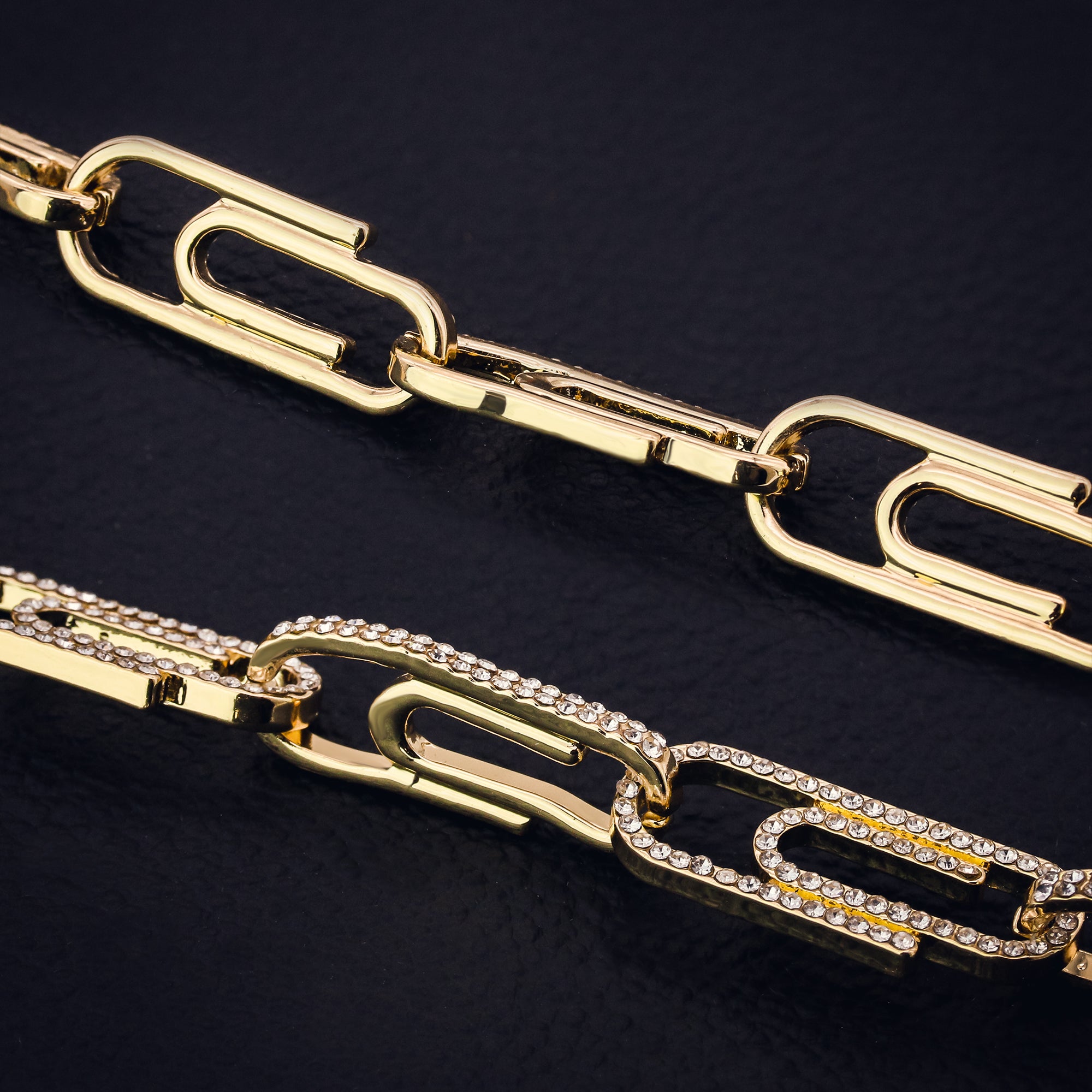Clip Bracelet Link Fully Iced 14k Gold Plated 9" Lobster Clip