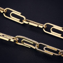 Clip Bracelet Link Fully Iced 14k Gold Plated 9" Lobster Clip