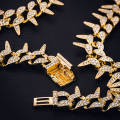 Spiky Cuban Bracelet Link Fully Iced 14k Gold Plated 9"