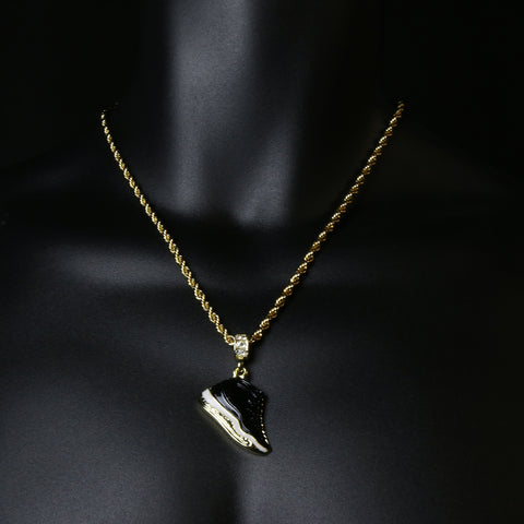 11 Retro "Space Jams" Shoe 14k Gold Pendant 20" Inch 4mm Rope Choker Chain