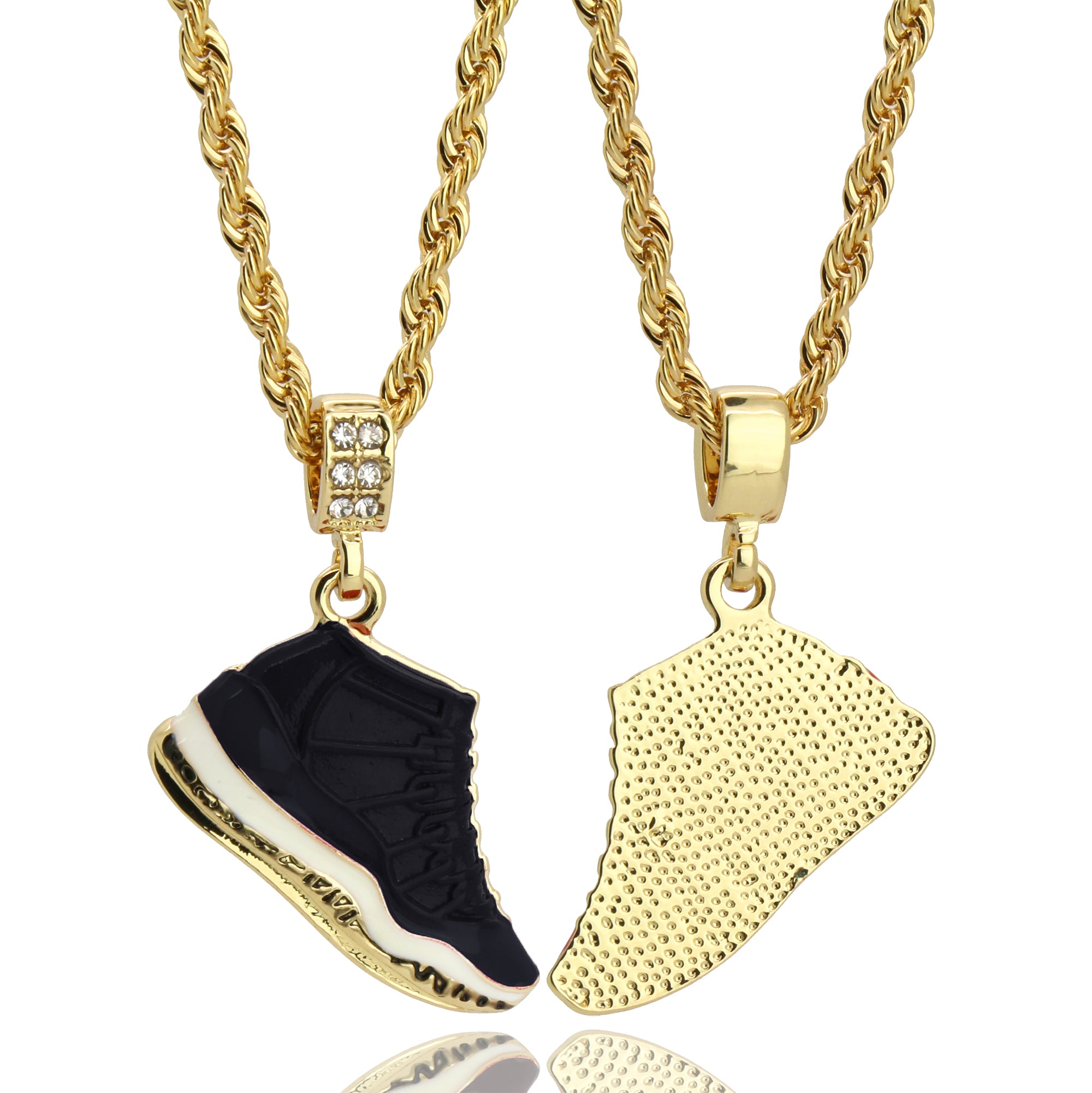 11 Retro "Space Jams" Shoe 14k Gold Pendant 20" Inch 4mm Rope Choker Chain