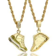 11 Retro "Championship" Shoe 14k Gold Pendant 20" Inch 4mm Rope Choker Chain