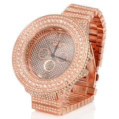 3 Rings Rose Gold Ice Out Techno KING Watch