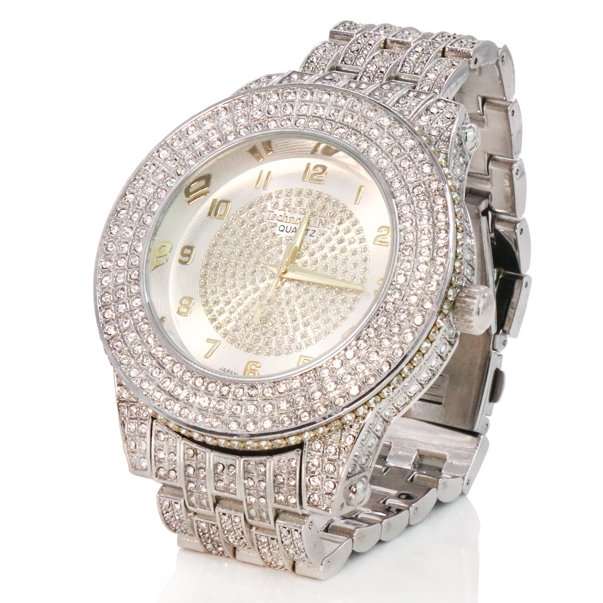 SST1 White Gold Iced Out / Quartz Techno KING Watch
