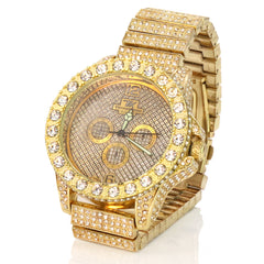 3 Rings Gold Ice Out Techno KING Watch Big Cz