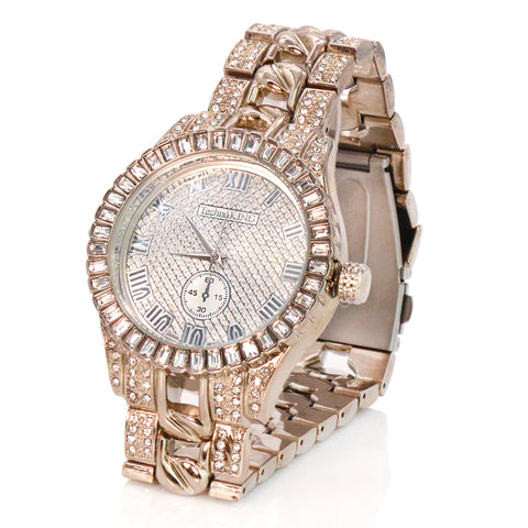 Xll Diamond Cut Ice Out White Gold Techno KING Watch Big Cz