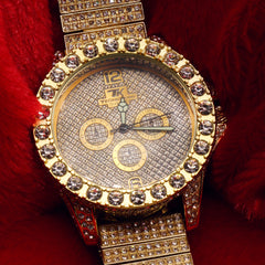 3 Rings Gold Ice Out Techno KING Watch Big Cz