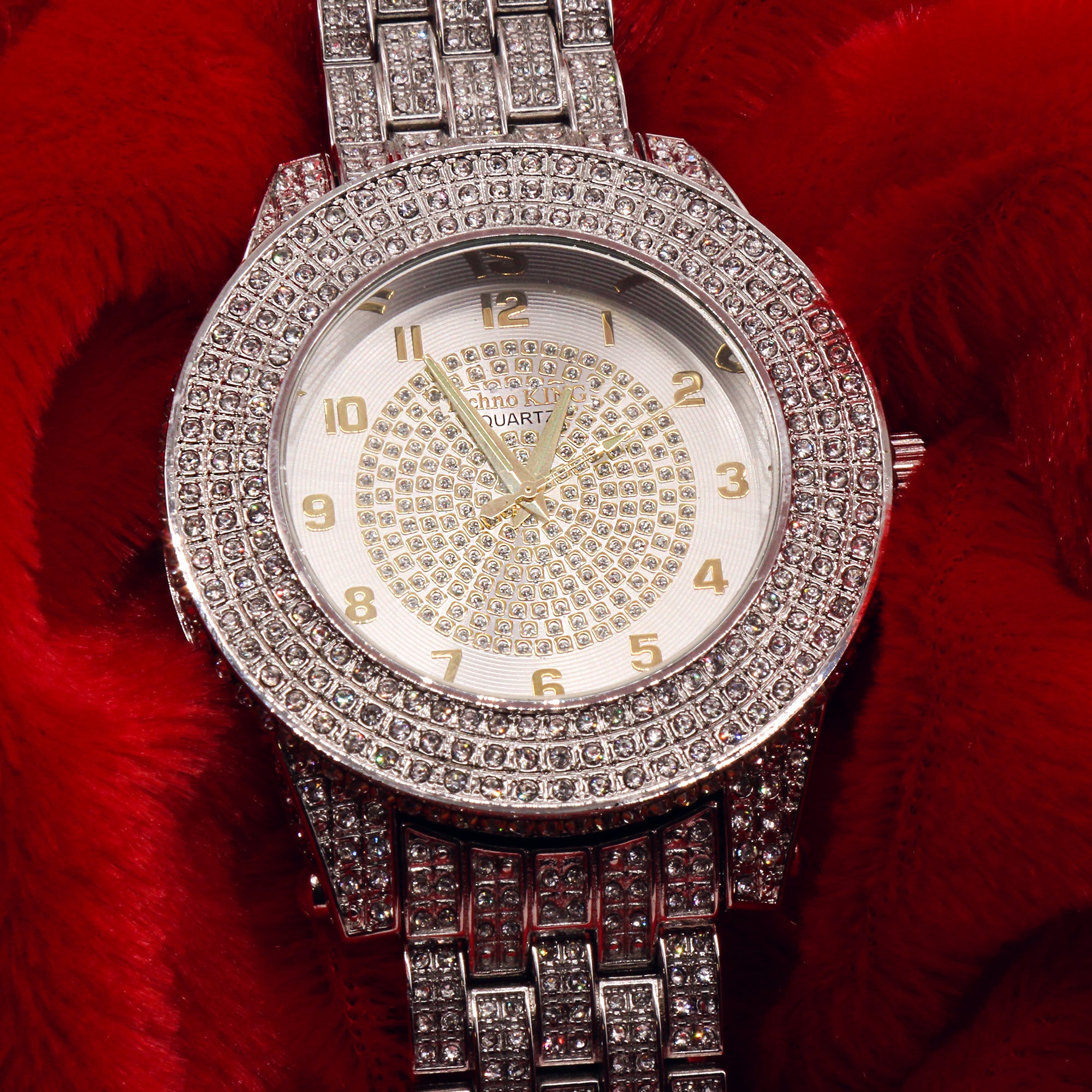 SST1 White Gold Iced Out / Quartz Techno KING Watch