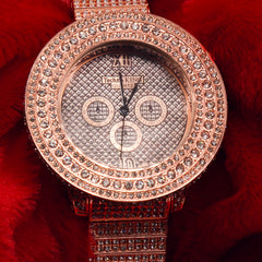 3 Rings Rose Gold Ice Out Techno KING Watch