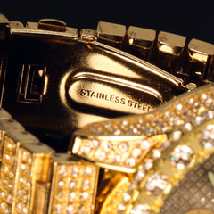 3 Rings Gold Ice Out Techno KING Watch Big Cz