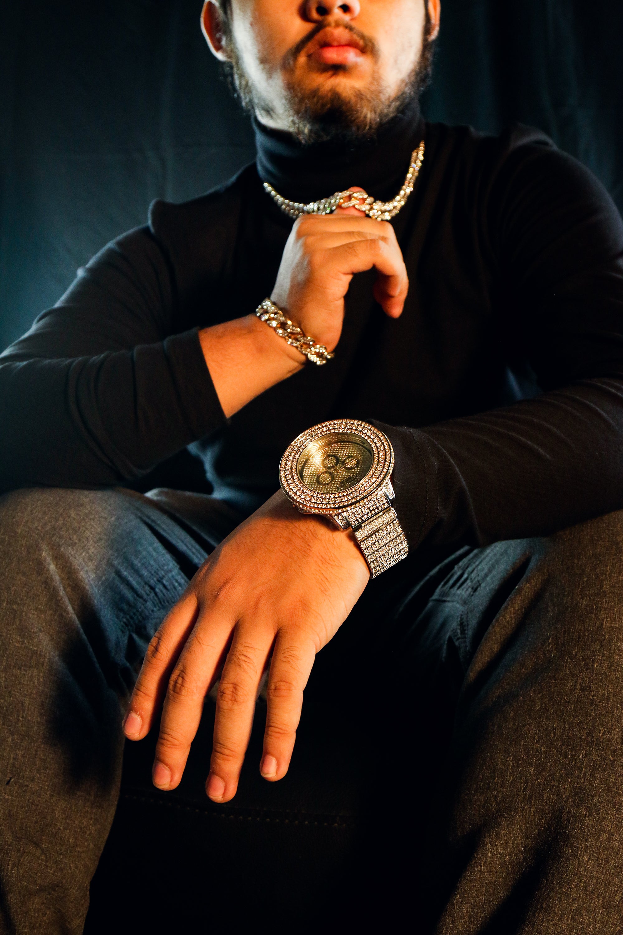 3 Rings Gold/Silver Ice Out Techno KING Watch