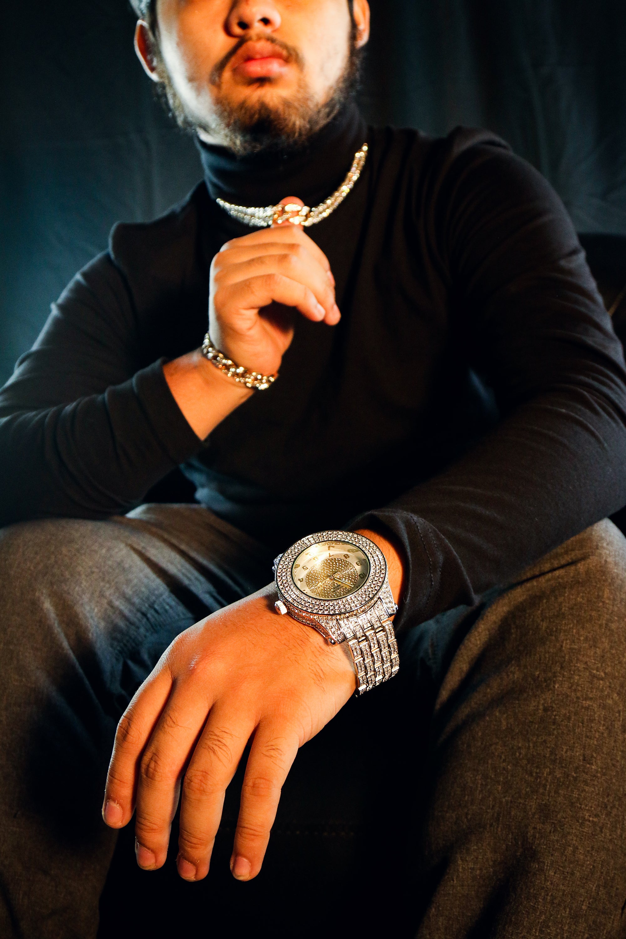 SST1 White Gold Iced Out / Quartz Techno KING Watch