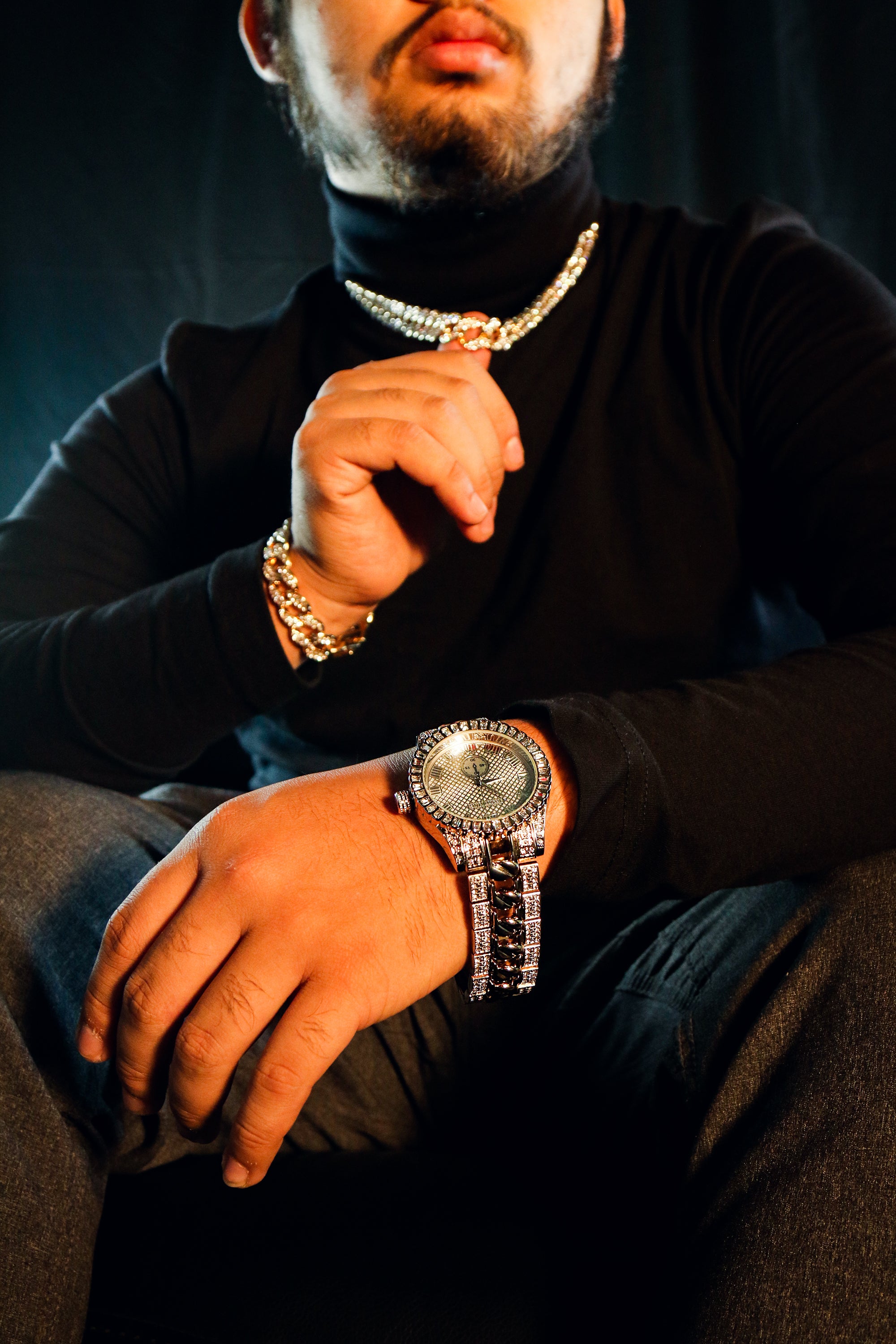 Xll Diamond Cut Ice Out White Gold Techno KING Watch Big Cz